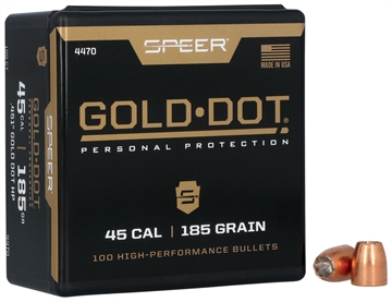 Picture of Speer Gold Dot Personal Protection Handgun Bullets .45 Auto .451" 185 gr GDHP 100/ct 4470