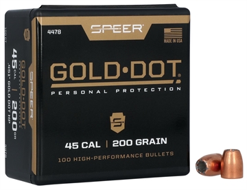 Picture of Speer Gold Dot Personal Protection Handgun Bullets .45 Auto .451" 200 gr GDHP 100/ct 4478