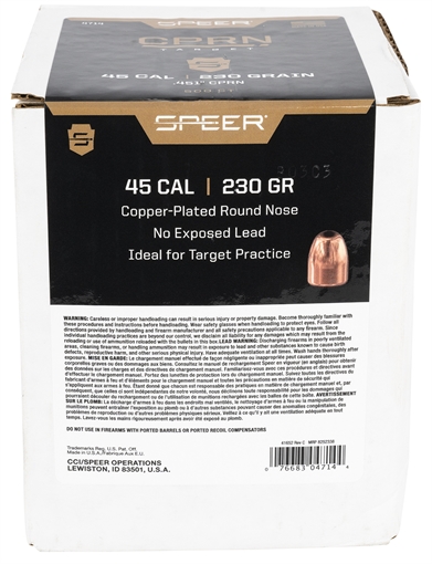 Picture of Speer Copper Plated Handgun Bullets .45 cal .451" 230 gr CPRN 500/Box 4714