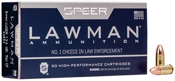 Picture of Speer Lawman Training Clean-Fire 9mmLuger 124gr Total Metal Jacket Round Nose 50 Per Box/20 Case 53824