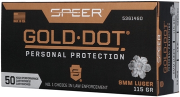 Picture of SPEER AMMUNITION GOLD DOT 9MM LUGER 115GR GDHP 50RD 10BX/CS 53614GD