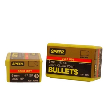 Picture of Speer SPEER BULLET 9MM .355 147GR GDHP GOLDDOT HP 4002