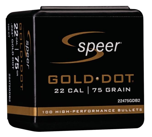 Picture of Speer Gold Dot Component Rifle Bullets .224 cal .224" 75 gr GOLD DOT SP - 100/Box 22475GDB2