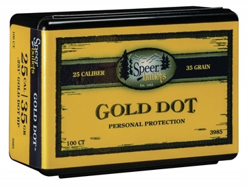 Picture of Speer Gold Dot Personal Protection Handgun Bullets .25 cal .251" 35 gr GDHP 100/ct 3985