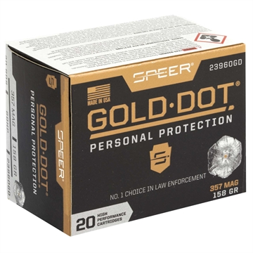 Picture of Speer Ammunition Speer Gold Dot, Personal Protection, 357MAG, 158 Grain, Hollow Point, 20 Round Box 23960GD