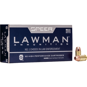 Picture of Speer Lawman 45GAP 185gr Total Metal Jacket Flat Nose 50 Per Box/20 Case 53979