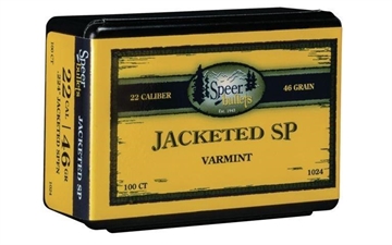 Picture of Speer Varmint Soft Point Rifle Bullets .224 cal .224" 40 gr JSP 100/ct 1017