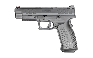 Picture of Springfield XDM Elite, Semi-automatic, Striker Fired, Polymer Frame Pistol, 10MM, 4.5" Hammer Forged Barrel, Melonite Finish, Black, META Trigger, Grip Safety Fiber Optic Front Sight, Tactical Rack U-Dot Rear Sight, Optics Ready, 16 Rounds, 2 Magazines XDME94510BHCOSP