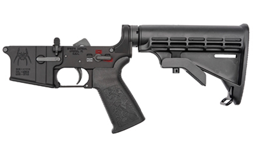 Picture of Spike's Tactical Lower, Color Filled, Semi-automatic, 223 Rem/556NATO, Black Finish, 6 Position Collapsible Stock, Mil-Spec Buffer Tube, ST-T2 Tungsten Heavy Buffer STLC200-SBS-CFS