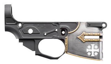 Picture of Spikes Rare Breed Crusader Stripped Lower Receiver Multi-Caliber 7075-T6 Aluminum Black Anodized with Painted Front for AR-15 STLB600PCH