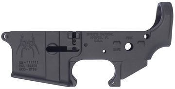 Picture of Spike's Tactical Spider Fire/Safe, Stripped Lower, Semi-automatic, 223 Rem, 556NATO, Black Finish, ST-15 with Fire/Safe Markings STLS018