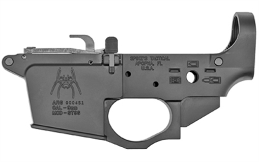 Picture of Spikes Tactical Spider Stripped Lower Receiver 9mm Luger 7075-T6 Aluminum Black Anodized for AR-15, Compatible w/Glock Mags STLS920
