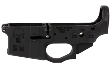 Picture of Spike's Tactical Punisher, Stripped Lower, Semi-automatic, 223 Rem/556NATO, Non-Color Fill, Punisher Logo, Integral Trigger Guard, Matte Finish, Black STLS015