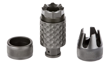 Picture of Spikes Tactical Barking Spider2 Muzzle Brake Black Nitride 4140 Chromoly Steel with 1/2"-28 tpi Threads, 3.75" OAL & 1.40" Diameter for 5.56x45mm NATO SAKB0100