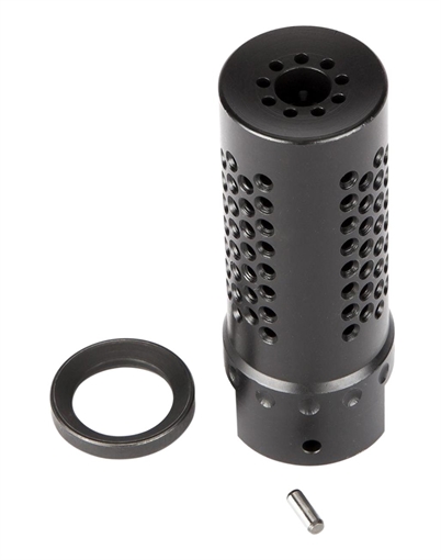 Picture of Spikes Tactical Dynacomp Extreme Muzzle Brake Black Nitride 416R Stainless Steel with 1/2"-28 tpi Threads & 2.25" OAL for 5.56x45mm NATO SBV1017