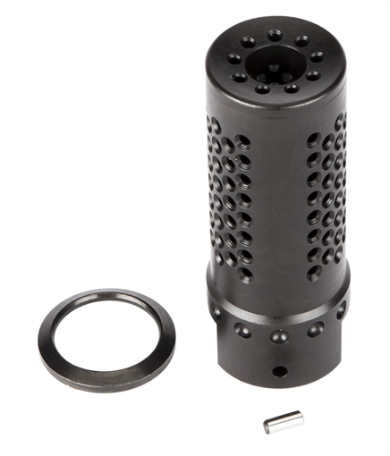 Picture of Spikes Tactical Dynacomp Extreme Muzzle Brake Black Nitride 416R Stainless Steel with 5/8"-24 tpi Threads & 2.25" OAL for 308 Win SBV1019