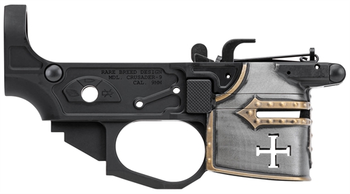 Picture of Spikes Tactical Rare Breed Crusader 9mm Luger, Black Anodized Aluminum with Painted Front for AR-Platform STLB960PCH