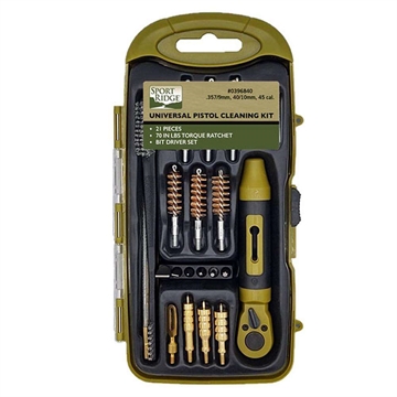 Picture of SPORT RIDGE UNIVERSAL PISTOL CLEANING KIT 23PC W/RATCHET 357/9MM/40/10MM/45 (6/CASE) 0396840
