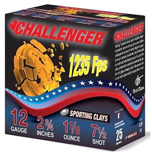 Picture of Challenger Ammo SPORTING CLAY 12 GAUGE 2-3/4'' 1-1/8OZ 1235 FPS #7.5 250 CASE CTA12SC75 2EX3000075