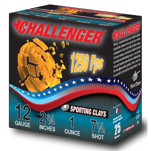 Picture of Challenger Ammo SPORTING CLAY 12 GAUGE 2-3/4'' 1OZ 1250 FPS #7.5 250 CASE CTA12SC175 2EX2810075