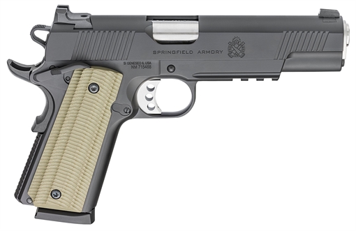 Picture of Springfield Armory 1911 Operator 45 ACP 8+1 5" Barrel, Black Cerakote Carbon Steel Frame w/Beavertail, Integral Picatinny Acc. Rail, Serrated Slide, VZ G10 Grip PO9230