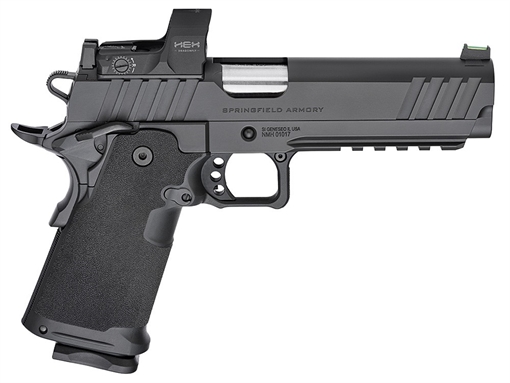 Picture of Springfield Armory Prodigy 9mm Luger 20+1/17+1 5", Black Carbon Steel, Serrated with Optics Cut Slide, Polymer Grip, Fiber Optic Sight, Hex Dragonfly Red Dot PH9119AOSD