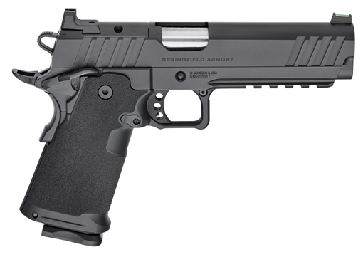 Picture of Springfield 1911 DS Prodigy 5" AOS Handgun, Semi-Automatic Metal Frame Pistol, Forged Stainless Steel Barrel, Cerakote Finish, Black, Polymer Grips, Fiber Optic Front and Black Serrated Rear Sights, 2 Magazines, (1)-17Rd (1)-20Rd PH9119AOS