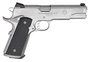Picture of Springfield Tactical Response Pistol, Semi-automatic, 1911, Full Size, 45 ACP, 5", Silver, G10, 7 Rounds, Range Bag, Match Grade, Ambidextrous, Tritium Night Sights, Stainless Steel, California Compliant PC9107LCA18