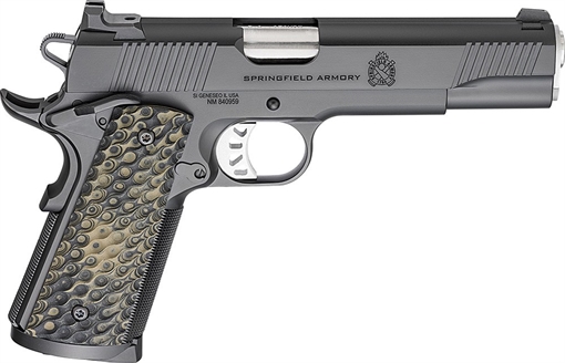 Picture of Springfield Tactical Response Pistol, Classic, Semi-automatic, 1911, Metal Frame Pistol, Full Size, 45 ACP, 5" Match Grade Barrel, Cerakote Finish, Black, VZ Grips Hydra G10 Grips, Tactical Rack 3-Dot Tritium Night Sights, 8 Rounds, 3 Rounds PC9125