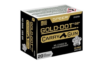 Picture of Speer Ammunition Speer Gold Dot, 40 S&W, 165Gr, Gold Dot Hollow Point, 20 Round Box 24259 604544657920