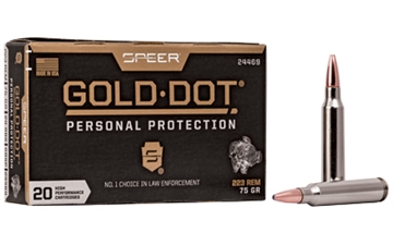 Picture of Speer Ammunition Speer Gold Dot, 223 Remington, 75Gr, Gold Dot Hollow Point, 20 Round Box 24469 604544657227