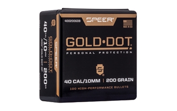 Picture of Speer Ammunition Gold Dot, .400 Diameter, 40 S&W, 200 Grain, Hollow Point, 100 Count 400200GDB 400200DGB