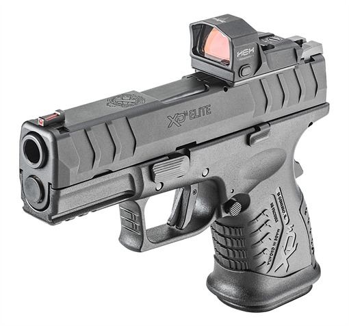 Picture of Springfield Armory XD-M Elite Compact OSP 10mm Auto 3.80" 11+1 Black Melonite Steel Slide/Barrel with Optic Cut Black Interchangeable Backstrap Grip Includes Hex Dragonfly Red Dot XDME93810CBHCOSPD