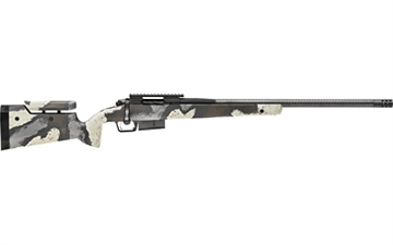 Picture of Springfield Model 2020 Waypoint, Bolt Action Rifle, 300PRC, 24" Carbon Fiber Barrel, 1:8.5 Twist, SA Radial Brake, Cerakote Finish, Graphite Black, Ridgeline Camo Adjustable Carbon Fiber Stock with M-LOK, TriggerTech Adjustable Trigger, 3 Rounds, 1 AICS Long Action Magazine BAW924300PRCCFDA