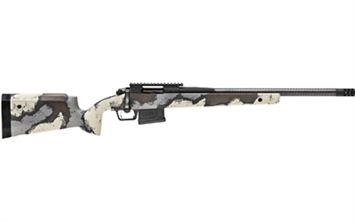 Picture of Springfield Model 2020 Waypoint, Bolt Action Rifle, 300 Winchester Magnum, 24" Carbon Fiber Barrel, 1:10 Twist, SA Radial Brake, Cerakote Finish, Graphite Black, Ridgeline Camo Carbon Fiber Stock with M-LOK, TriggerTech Adjustable Trigger, 3 Rounds, 1 AICS Long Action Magazine BAW924300WMCFD
