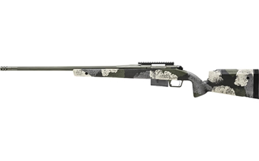 Picture of Springfield Model 2020 Waypoint, Bolt Action Rifle, 300 Winchester Magnum, 24" Fluted Steel Barrel, 1:10 Twist, SA Radial Brake, Cerakote Finish, Mil-Spec Green, Evergreen Camo Carbon Fiber Stock with M-LOK, TriggerTech Adjustable Trigger, 3 Rounds, 1 AICS Long Action Magazine BAW924300WMG