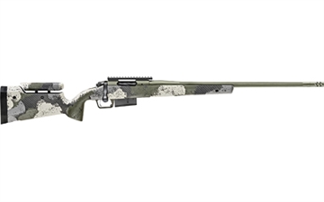 Picture of Springfield Model 2020 Waypoint, Bolt Action, 6.5 PRC, 24" Fluted Stainless Barrel, SA Radial Brake, Green Color, Mil-Spec Green Cerakote, Evergreen Camo Adjustable Carbon Fiber Stock with M-LOK, TriggerTech Adjustable Trigger, 3Rd, 1 AICS Short Action Magazine BAW92465PRCGA