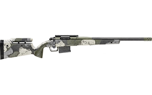 Picture of Springfield Model 2020 Waypoint, Bolt Action, 6MM Creedmoor, 20" Carbon Fiber Barrel, SA Radial Brake, Green Color, Mil-Spec Green Cerakote, Evergreen Camo Adjustable Carbon Fiber Stock with M-LOK, TriggerTech Adjustable Trigger, 5Rd, 1 AICS Short Action Magazine BAW9206CMCFGA
