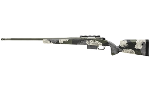 Picture of Springfield Model 2020 Waypoint, Bolt Action Rifle, 7MM PRC, 24" Fluted Steel Barrel, 1:8 Twist, SA Radial Brake, Cerakote Finish, Mil-Spec Green, Evergreen Camo Carbon Fiber Stock with M-LOK, TriggerTech Adjustable Trigger, 3 Rounds, 1 AICS Long Action Magazine BAW9247PRCG