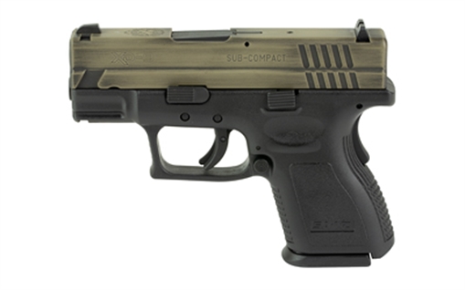 Picture of Springfield XD, Striker Fired, Semi-automatic, Polymer Frame Pistol, Sub-Compact, 9MM, 3" Barrel, Cerakote Finish, Flat Dark Earth Slide, Black Frame, Fixed Sights, 2 Magazines, (1)-16 Round & (1)-13 Round With Grip Extension, Right Hand XDD9801HC2FDESCT
