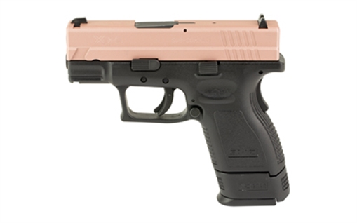 Picture of Springfield XD, Striker Fired, Semi-automatic, Polymer Frame Pistol, Sub-Compact, 9MM, 3", Cerakote Finish, Rose Gold Slide, Black Frame, Fixed Sights, 2 Magazines, (1)-16 Round & (1)-13 Round With Grip Extension, Right Hand XDD9801HC2FDESCT