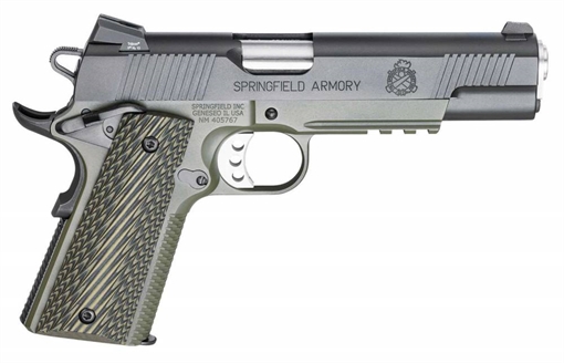 Picture of SPRINGFIELD 1911-A1 OPERATOR MC NS HGA 45 AUTO 5 IN BBL OD/BLK G10 GRIPS W/RANGE BAG 2/MAG PX9110ML18