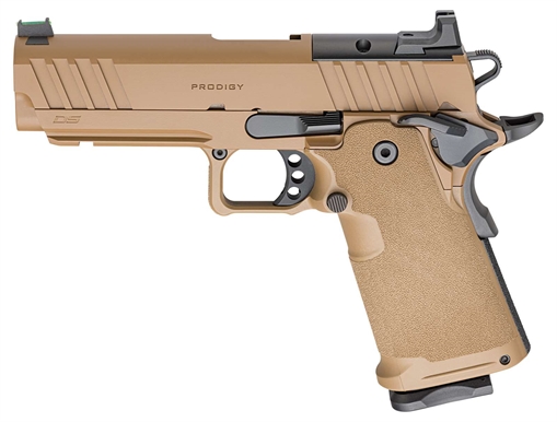 Picture of Springfield 1911 DS Prodigy AOS, Semi-automatic, Metal Frame Pistol, 9MM, 4.25" Forged Stainless Steel Bull Barrel, Cerakote Finish, Coyote Brown, Polymer Grips, Fiber Optic Front and Black Serrated Rear Sights, Optics Ready, Ambidextrous Safety, 10 Rounds, 2 Magazines PH9117AOSCBLC