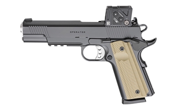 Picture of Springfield Armory 1911 Operator Handgun .45 ACP 8rd Magazines (2) 5" Barrel Black with Aimpoint COA Red Dot PO9230COA