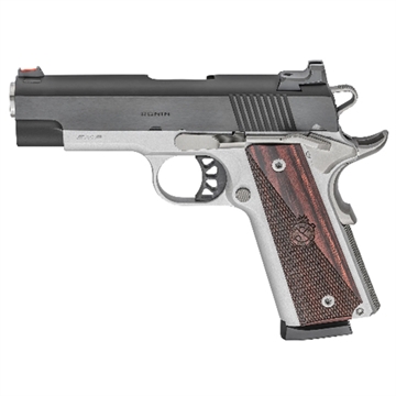 Picture of Springfield Armory 1911 Ronin EMP 9mm Luger 10+1, 4" Stainless Match Grade Bull Steel Barrel, Blued Serrated Carbon Steel Slide, Satin Cerakote Aluminum Frame w/Beavertail, Textured Wood Grip PX9124L
