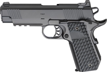 Picture of Springfield Tactical Response Pistol, Carry Contour, Semi-automatic, 1911, Metal Frame Pistol, Commander Size, 45 ACP, 4.25" Match Grade Barrel, Cerakote Finish, Black, VZ Grips Hydra G10 Grips, Tactical Rack 3-Dot Night Sights, 7 Rounds, 3 Magazines PC9124LR-CC