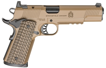 Picture of Springfield Tactical Response Pistol, Semi-automatic, 1911, Metal Frame Pistol with Rail, Full Size, 45ACP, 5" Match Grade Barrel, Cerakote Finish, Coyote Brown, AOS Optic Cut, VZ Grips Hydra G10 Grips, Front Tritium and Black Rear Sight, 8 Rounds, 3 Magazines PC9125LRCBAOS