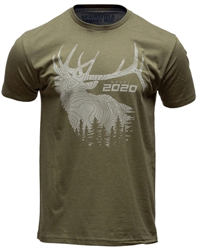 Picture of Springfield Armory 2020 Elk Men's Military Green Cotton/Polyester Short Sleeve Small GEP8605S