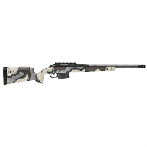 Picture of Springfield Model 2020 Waypoint, Bolt Action, 6.5 Creedmoor, 22" Carbon Fiber Barrel, SA Radial Brake, Cerakote Finish, Graphite Black, Ridgeline Camo Carbon Fiber Stock with M-LOK, TriggerTech Adjustable Trigger, 5 Rounds, 1 AICS Short Action Magazine BAW92265CMCFD
