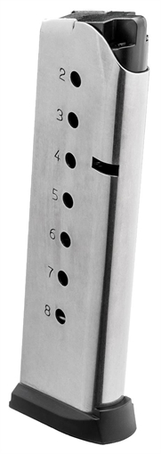 Picture of Springfield Magazine, 45ACP, 8 Rounds, Fits Full Size 1911, Stainless Steel, With Slam Pad, Stainless PI6074